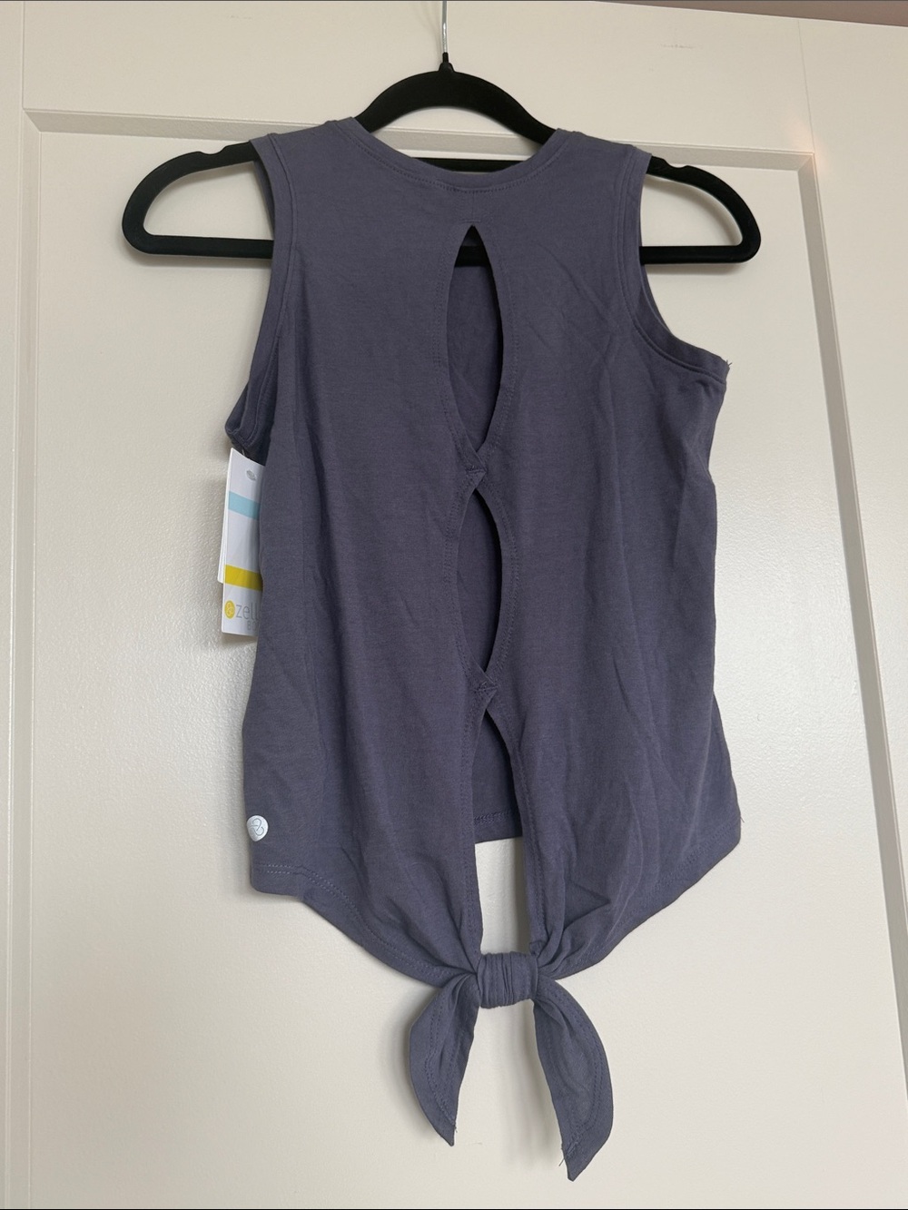 Zella Grey Stone Tie-Back Sleeveless Tank, Size XS - Picture 2 of 5